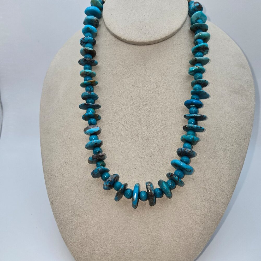 Kingman Turquoise Rondel Necklace - Picture 3 of 6